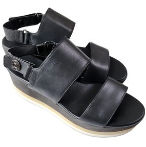 Via Spiga Black/Tan Platform Sandals